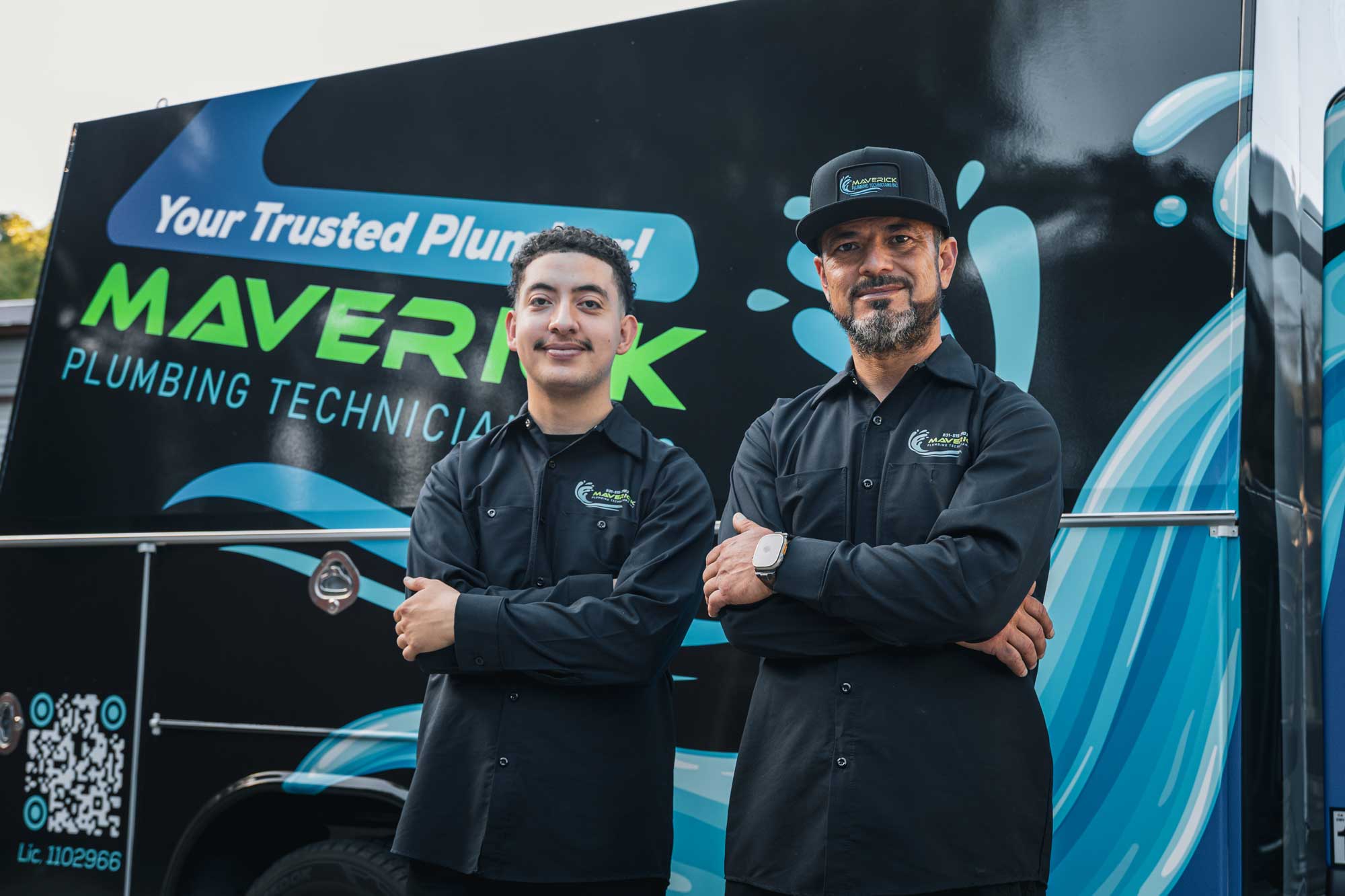 Maverick Plumbing technician working on a residential plumbing repair in Watsonville, California