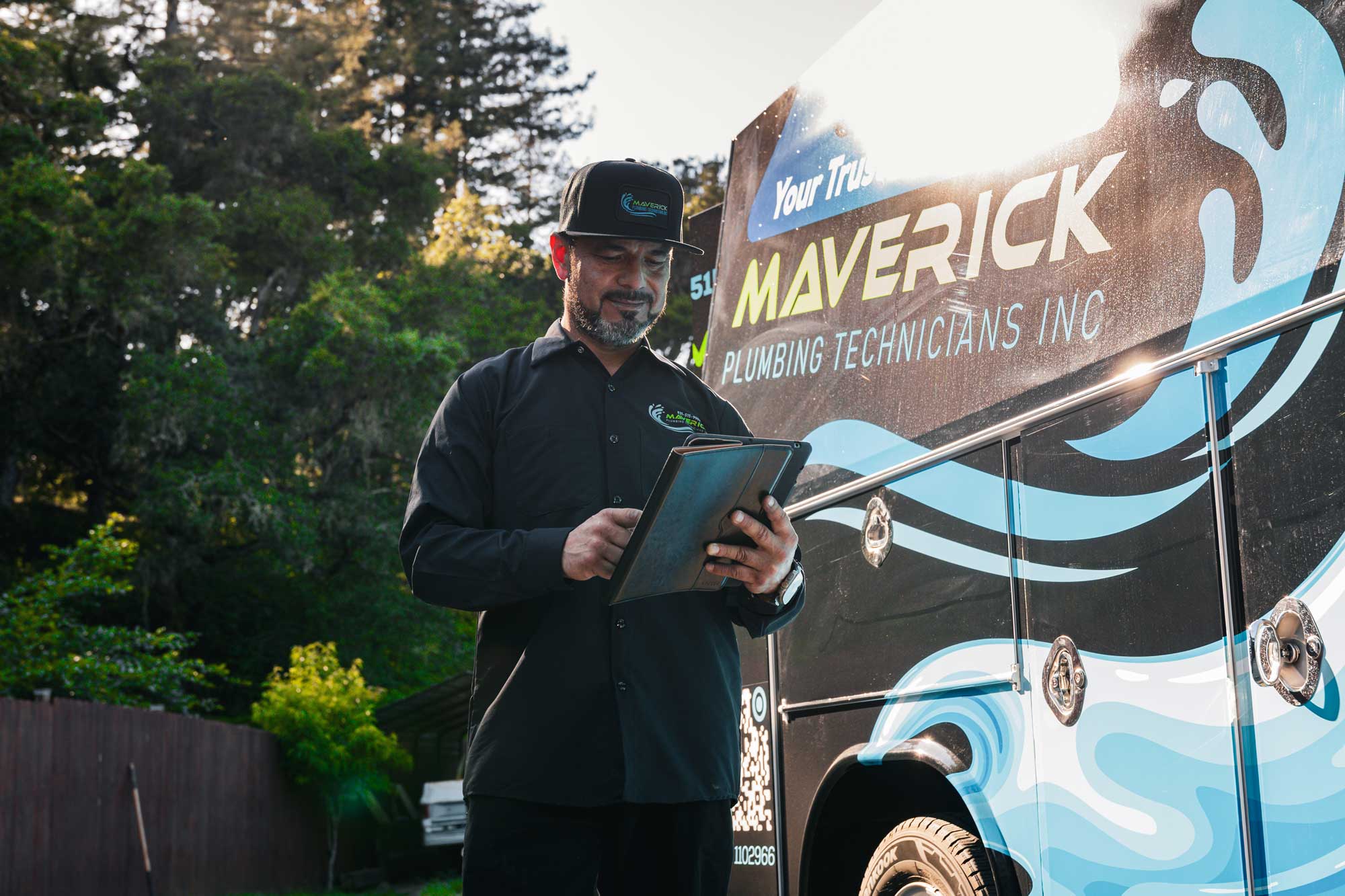 Licensed Maverick Plumbing technician completing a fixture installation at a Monterey, CA property